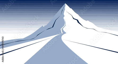 Abstract Snow Peak Rising Above Landscape In Winter Coldness Outdoors