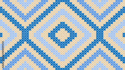 Seamless geometric knitted fabric texture pattern with colorful woolen squares design for textile decoration