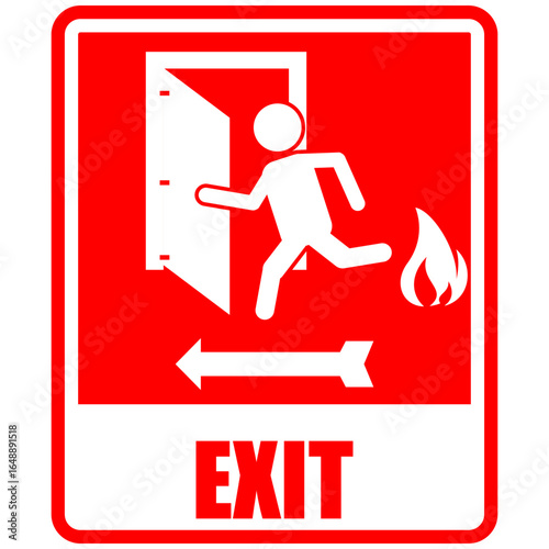 Exit, sticker and sign vector