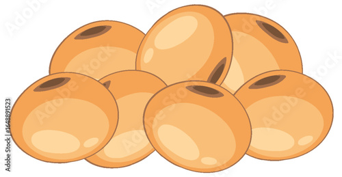 Pile of Whole Soybeans in Flat Vector Style