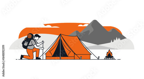 Adventure Awaits: A Hiker's Camp Among Mountain Peaks for a Fresh Experience