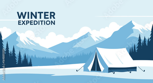 Adventure Awaits Winter Camping In The Snowy Mountains Wilderness Scene
