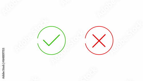 Green checkmark and red cross symbols on white background