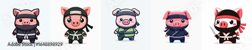 ninja costumed pig vector
