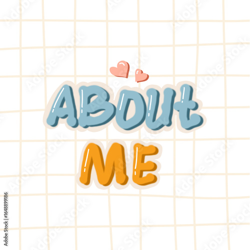 Cute Blue And Orange About Me Die Sticker Hand drawing Letter