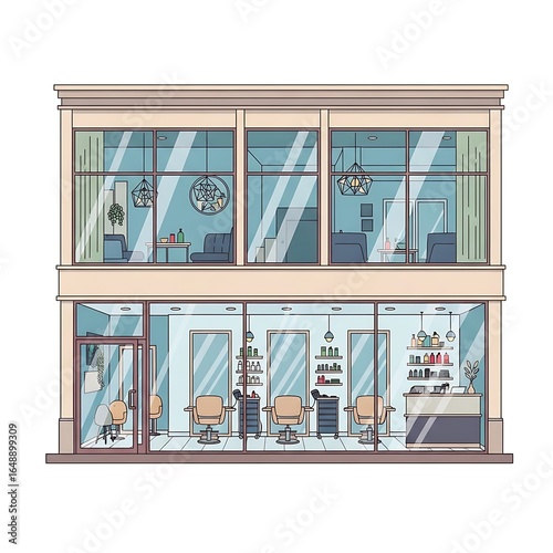 Modern stylish salon interior with comfortable seating and professional styling stations ready for clients seeking beauty transformations