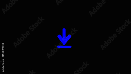 Blue Download Arrow  Icon On black Background. creative 4k footage for your video project. download icon sign. down vector arrows icon.