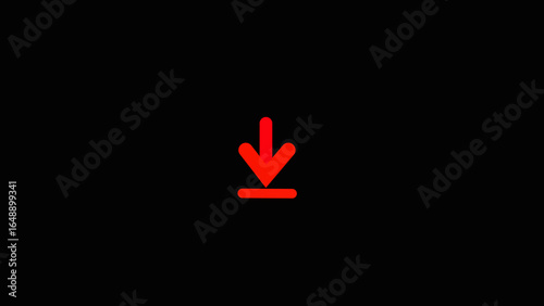 Red Download Arrow  Icon On black Background. creative 4k footage for your video project. download icon sign. down arrows icon.
