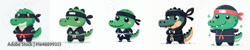 crocodile vector in ninja costume