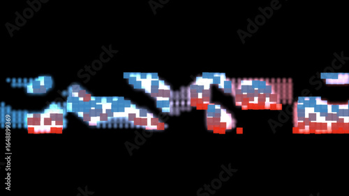 Digital Music player background. Creeping line of multi-colored squares. Abstract colorful running pixels background. 3D rendering.
