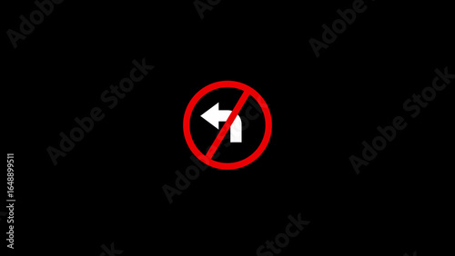 No Left Turn Traffic Sign on Black Background prohibition Free Download No Left Turn Traffic Sign on Black Background prohibition - GFXLoad