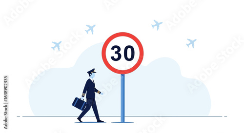 Airplane Pilot Approaching Thirty Miles Per Hour Speed Limit Sign On The Runway