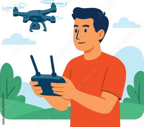 Person using drone remote controller Illustration