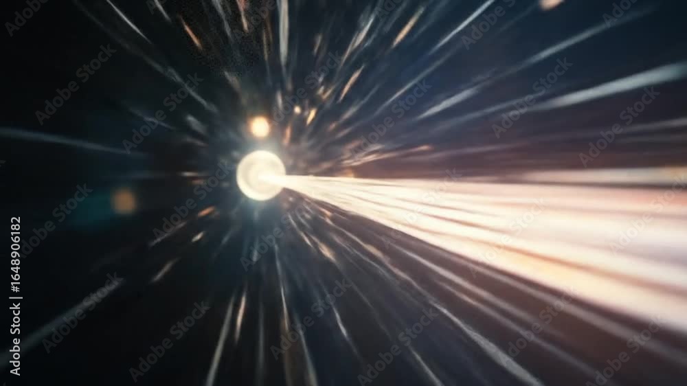 Abstract hyperspace jump background with glowing light trails and speed motion
