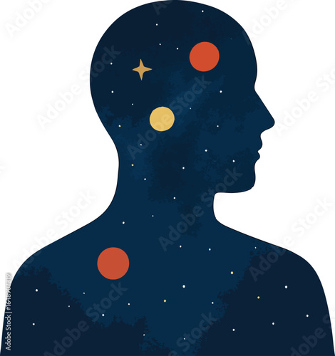 Human silhouette with galaxy texture Illustration