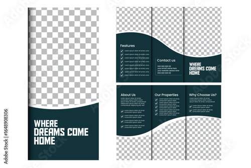 Modern Real Estate & Construction Brochure Template – Geometric Design