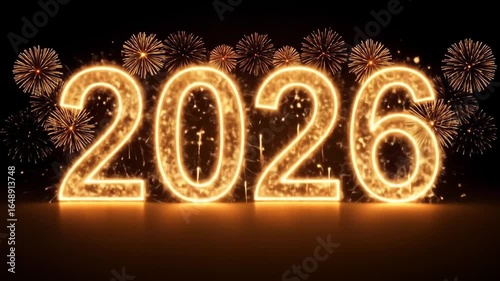 Sparkling 2026 New Year Celebration with Fireworks Display