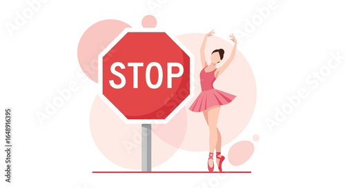 Ballet Dancer Ignoring A Stop Sign Symbolizing The Choice Of Passion