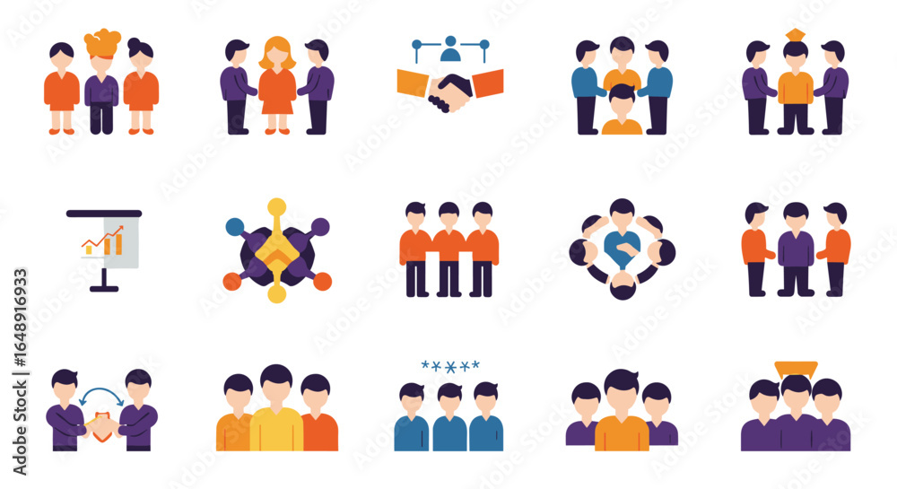 Fototapeta premium Diverse business teamwork concepts in flat design