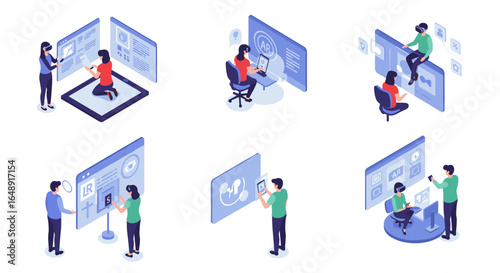 Isometric digital interaction and augmented reality concept