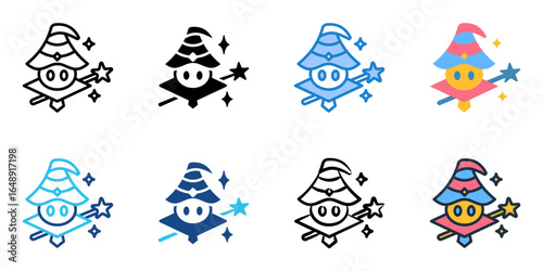 Wizard icon set multiple style collection 
