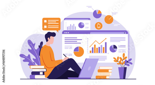Business analytics concept with charts and data visualization design