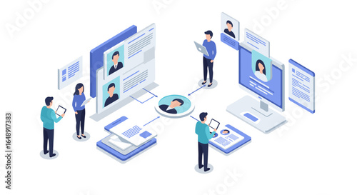 Isometric team collaboration and networking in digital workspace