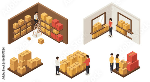 Warehouse organization and logistics: efficient storage solutions in isometric design