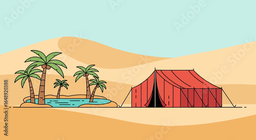 Campground In Arid Desert Landscape Surrounded By Majestic Sand Dunes