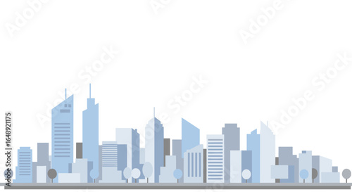 Modern urban skyline in soft blue tones with minimalist design