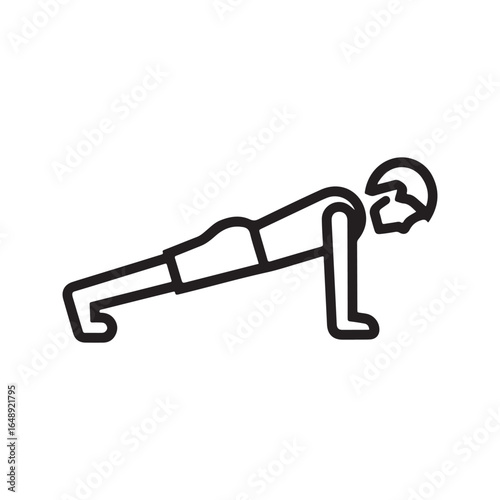 Man doing push-up exercise line icon. Fitness workout and strength training symbol.