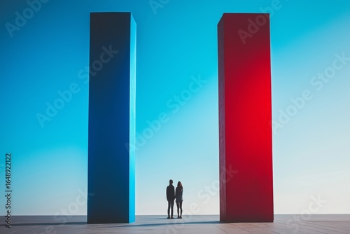 Silhouettes of a couple of a man and woman