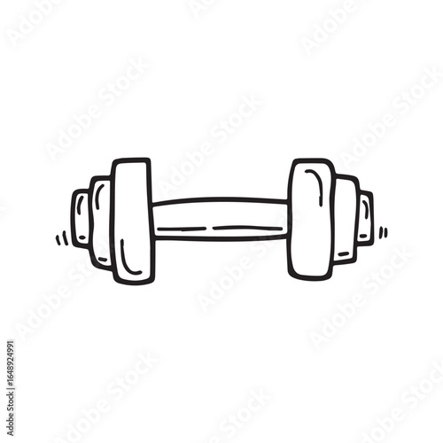Dumbbell doodle line icon. Hand-drawn fitness and gym equipment illustration.