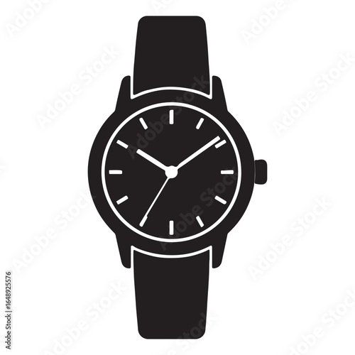 Modern Minimalist Wrist Watch Silhouette Design Vector