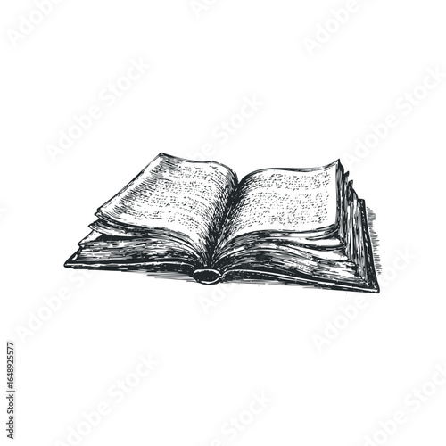 Vintage Open Hardcover Book with Textured Pages