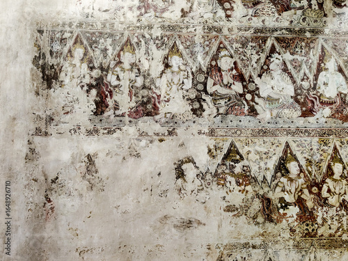 Traditional Thai Mural Painting at Wat Yai Suwannaram, Phetchaburi, Thailand