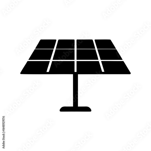 Stylized black silhouette of a solar panel on a white background
