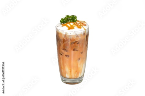 Vanilla milk served with on wooden plates in white background by isolate concept.