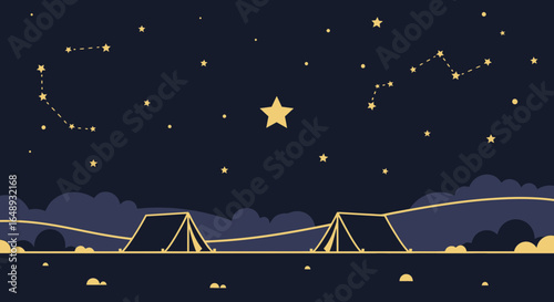 Camping Adventure Under A Celestial Canopy Of Twinkling Stars And Constellations