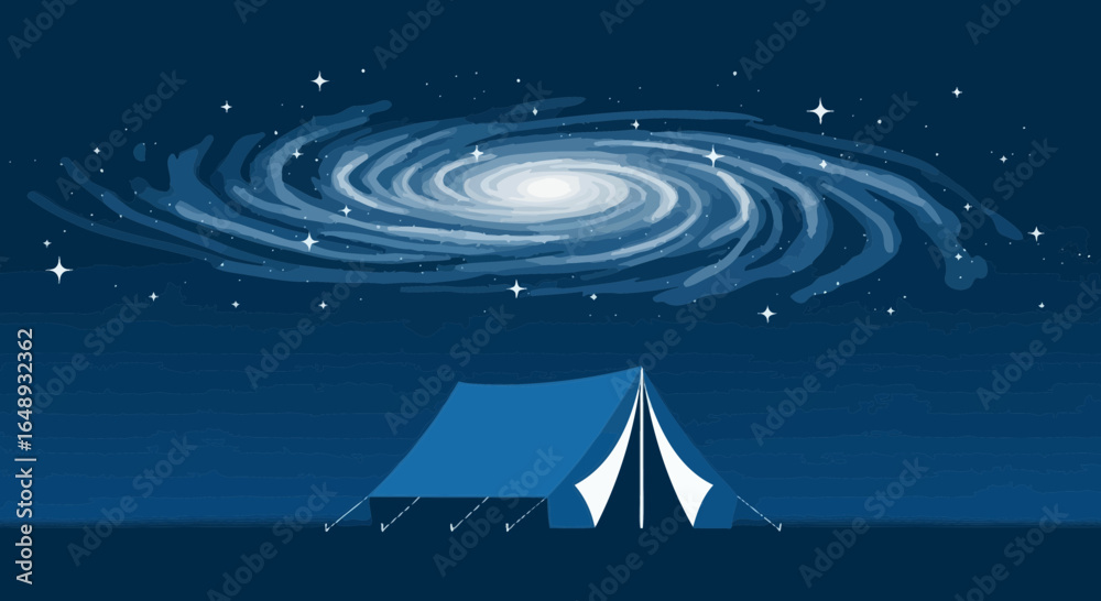 Obraz premium Camping Adventure Under The Majestic Galaxy At Night With A Tent