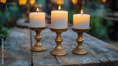 Beautiful Christmas Decoration with Candle and Festive Holiday Ornaments