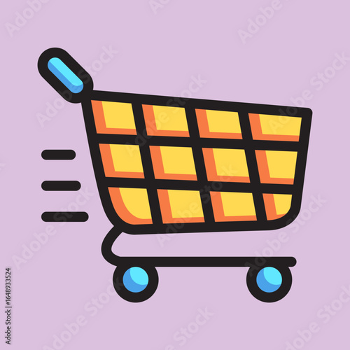 Cart, shopping cart, retail checkout colored icons, minimalist vector illustration, simple concept, Isolated and editable