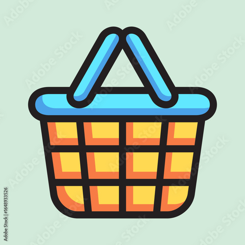 Cart, shopping cart, shopping basket shopping colored icons, minimalist vector illustration, simple concept, Isolated and editable