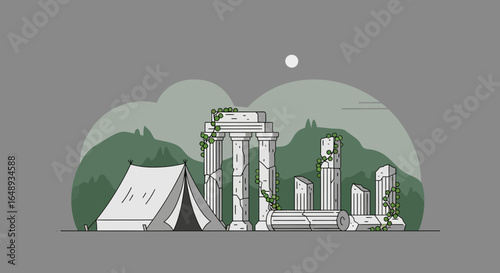 Camping Under Ancient Ruins Exploring Nature Near Historical Landmarks