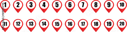 Free Download Location pin icons with numbers. Map point symbol. global positioning system. Numbered Map Pins. navigation and mapping use sign - GFXLoad