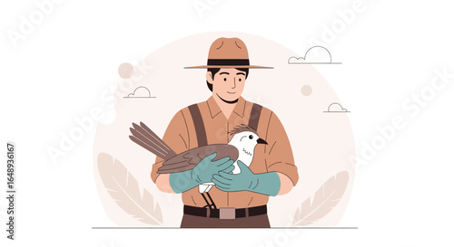 Caring For Nature Wildlife Bird In Protection Conservation Concept