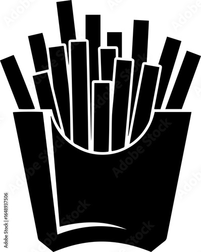 silhouette of French fries in a takeout container.eps