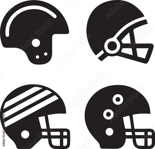 different football helmet silhouette vector set
