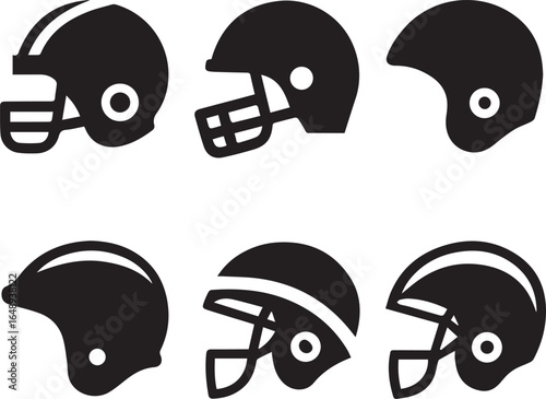 different football helmet silhouette vector set