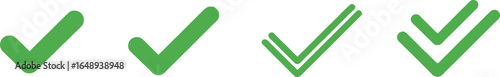 Assorted Green Check Mark Icons Approval Symbols on White Background Design Elements